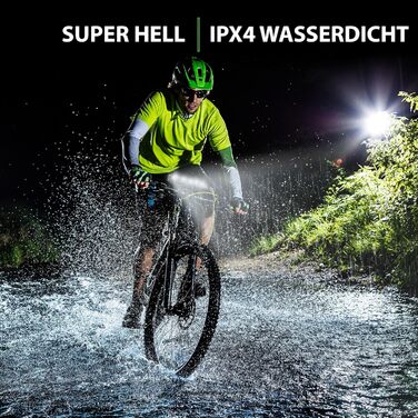 Фара велосипедна Milool 2600 люменів USB-C, 5 LED, 3 режими, алюміній, чорна