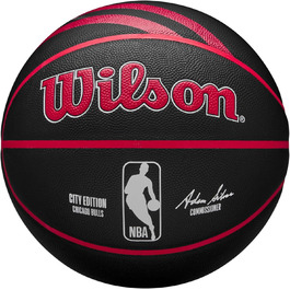 Баскетбольний м'яч Wilson NBA Team City Chicago Bulls, розмір 7, для вулиці та залу, чорний, унісекс