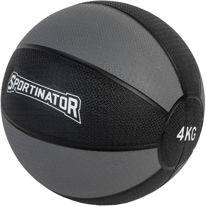 Медичний м'яч SPORTINATOR 4 кг сірий/чорний для силових і функціональних тренувань