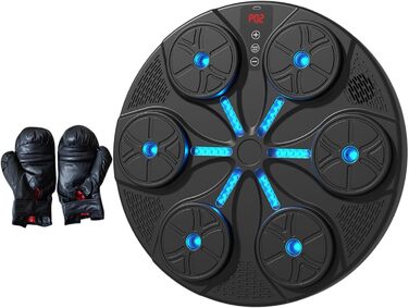 Музична бокс-машина Baoblaze з Bluetooth, 8+ режимів тренування, динамічне підсвічування, для боксу, карате, тхеквондо, з рукавичками, чорна