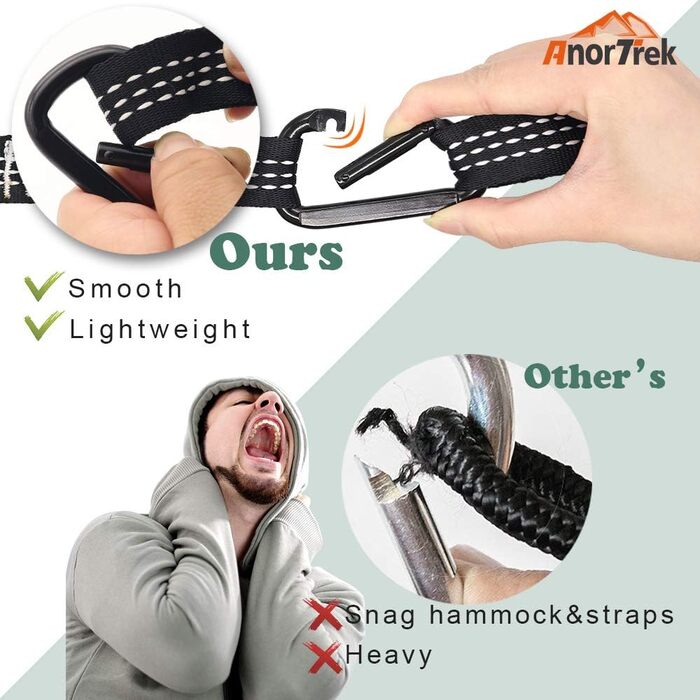 Гамак туристичний AnorTrek з москітною сіткою, подвійний/одинарний, 260x140 см, синьо-темно-синій - для кемпінгу, походів, подорожей