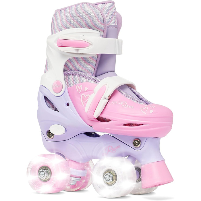 Роликові ковзани для дітей дівчаток RAVEN з регулюванням розміру та LED підсвіткою (27-30, без куфів)