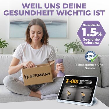Набір гантелей HQ Germany® 2x3 кг, лавандово-сірий, для фітнесу та Pilates, домашній спортзал