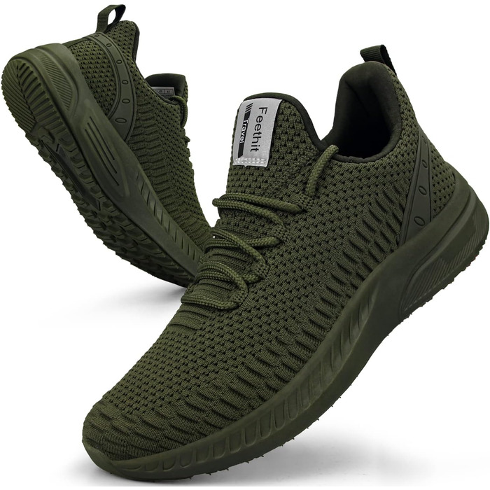 Жіночі кросівки Feethit для бігу та фітнесу. Легкі, дихаючі, з гумовою підошвою. Білі, чорні, хакі (37 EU)