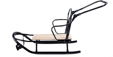 Металевий санний Oslo з спинкою, ременями безпеки, ручкою для штовхання та мішком для ніг. Ідеальний дитячий санки для дітей та дорослих. Витримує до 120 кг (O6 - без мішка для ніг)