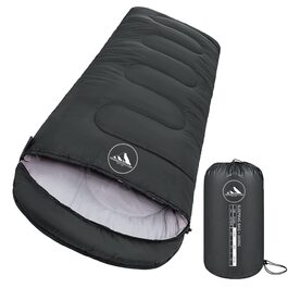Спальний мішок HikeMeister Mumienschlafsack 1600г, чорний, 220x80 см, для кемпінгу, комфорт 0-15°C, з внутрішньою кишенею та чохлом