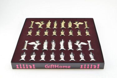 Шахи міфологічні металеві, середнього розміру, для дорослих, ручної роботи, шахові фігури та дошка з натурального масиву дерева, з внутрішнім зберіганням, висота короля 8 см