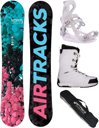 Жіночий сноуборд комплект Airtracks Polygonal Hybrid Rocker 154 см + кріплення Master W Fastec + черевики Star W 40 + сумка