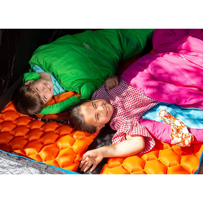 Дитячий спальний мішок MOUNTREX® - 175x70x45 см - для кемпінгу, подорожей, відпочинку на природі. 100% бавовна, рожево-блакитний, легкий, компактний, мумієподібний.