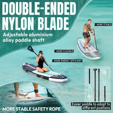Надувний SUP-борд ATPROSS 350x89x15см, 200кг, для дорослих, зі аксесуарами, рюкзаком, для йоги, риболовлі, серфінгу, стабільний, неслизький, Kayak, Boat, Holzmaserung