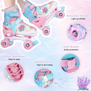Дитячі ролики Kinder - регульовані, рожеві, для дівчаток та хлопчиків, 4 розміри, для початківців, для залу та вулиці (36-40 EU)