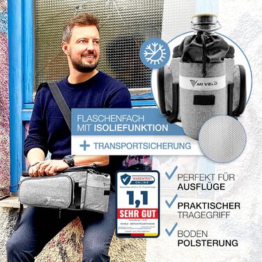 MIVELO Велоcумка на багажник, розширювана 20л, водовідштовхувальна, сіра