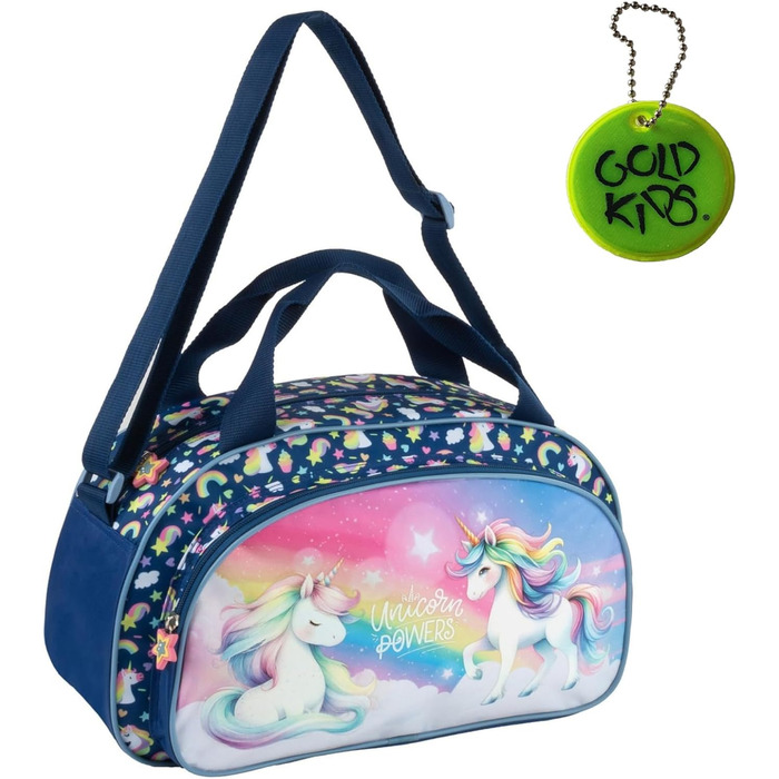Спортивна сумка Goldkids для дітей (дівчаток та хлопчиків) з мотивом футболу та єдинорога - сумка для плавання з посиленим дном, 40 x 22 x 20 см