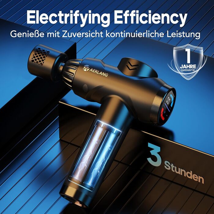 Масажер AERLANG з підігрівом та охолодженням: для зняття м'язового болю, 7 насадок, тиха робота, ідеальний подарунок для чоловіків (чорний)