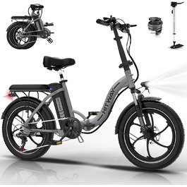 Електровелосипед HITWAY BK6SL 20x3,0 дюйма, 250Вт, 36В/13Аг, акумулятор 50-100 км, 7-ступенева трансмісія, складаний алюмінієвий рамка