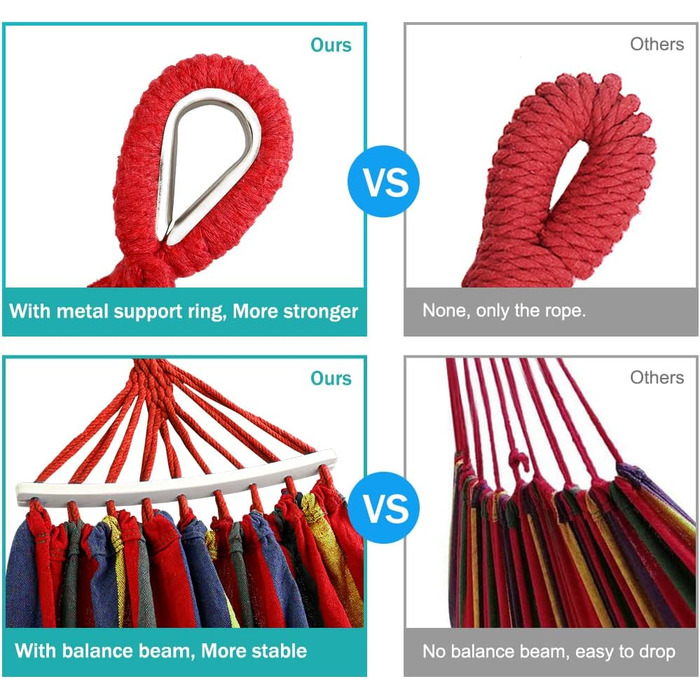 Гамак для відпочинку MOSFiATA на відкритому повітрі: кемпінг, балкон, сад. З дерев'яною перекладиною та сумкою. Червоний