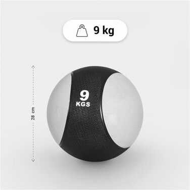 Медичний м'яч GORILLA SPORTS 9 кг, гумовий, для фітнесу та тренувань, з нековзною поверхнею, різні кольори