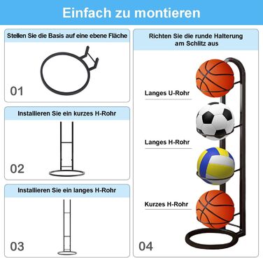 Металева стійка для зберігання м'ячів (баскетбол, футбол, волейбол) - 4 яруси
