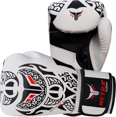 Боксерські рукавички Mytra Fusion 10oz-16oz для MMA, Муай Тай, кікбоксингу, тренувань та спарингів, чоловічі та жіночі, чорні/білі
