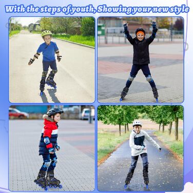 Дитячі ролики для катання в приміщенні та на вулиці, з підсвічуванням, для дівчаток та хлопчиків, розмір M, чорно-синій колір