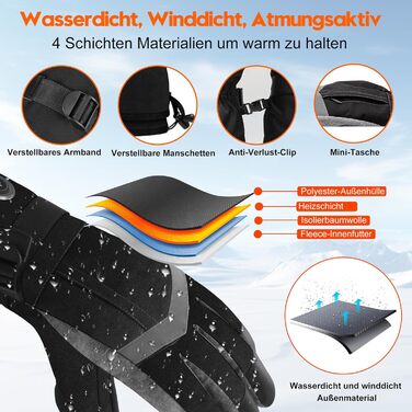 Обогріваючі рукавички SVPRO 5V 6000mAh - водонепроникні та вітронепроникні рукавички для катання на лижах, полювання, мотоциклів та піших прогулянок