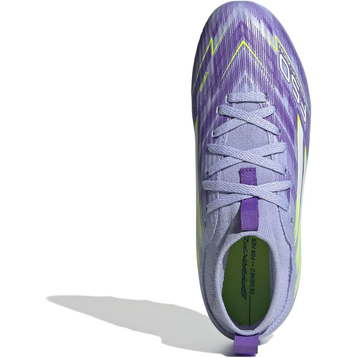 Дитячі футбольні бутси adidas F50 SPARKFUSION League W для штучного та твердого покриття, розмір 31.5 EU, фіолетовий, лимонний, пурпурний кольори