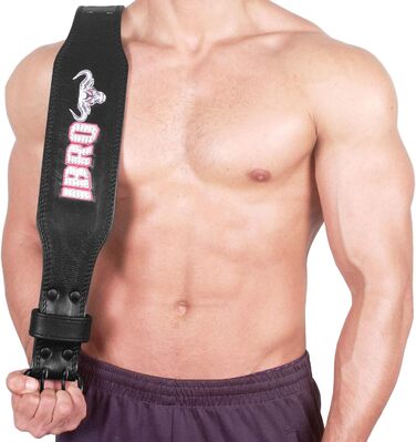 Позбиковий пояс для важкої атлетики IBRO з натуральної шкіри, 7 мм, для чоловіків, присідання, станова тяга, силові тренування, бодібілдинг, міцна сталева роликова застібка, комфортне важке підняття, м'яка спинна підтримка (чорний, XS)