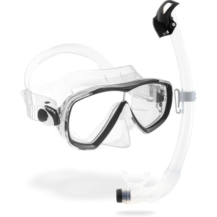 Маска для снорклінгу Cressi Estrella + трубка Seal Dry (комбінований набір, прозора/чорна)