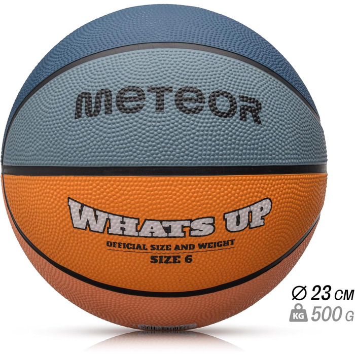 Дитячий баскетбольний м'яч meteor Whats UP, розміри 1-7, м'який, для дітей 4-8 років, навчальний, синьо-помаранчевий