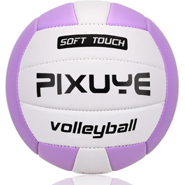 Волейбольні м'ячі PIXUYE, розмір 5, м'які для пляжу, дітей та дорослих, для ігор та тренувань у залі та на вулиці, фіолетово-білі