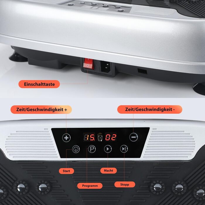 Вібраційна платформа Oyajia для дому: тренажер для схуднення, формування фігури та м'язів (99 рівнів, чорно-сріблястий)