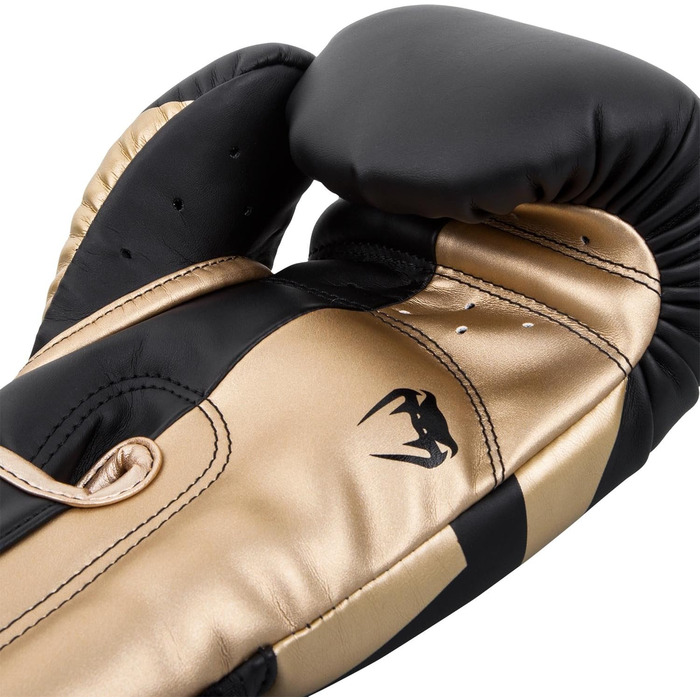 Боксерські рукавички Venum Elite чорного та золотого кольорів, 12 Oz