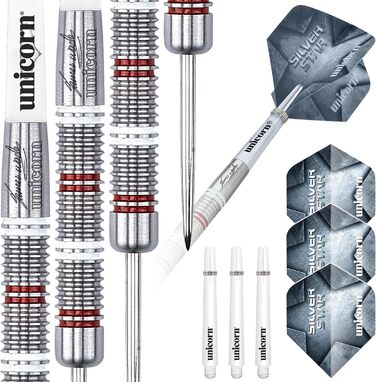 Дротики для дартсу Unicorn Steel Tip, Джеймс Вейд Silver Star, 80% вольфраму, 22г/24г
