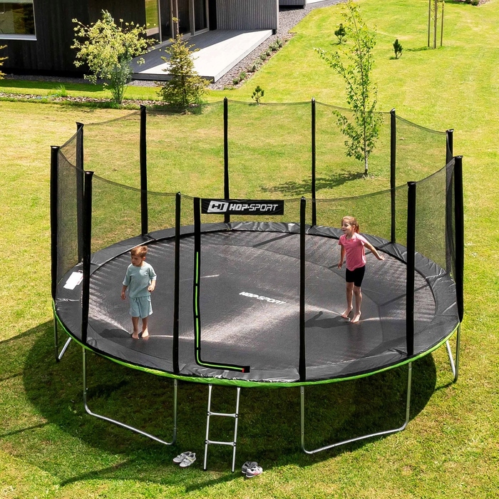 Батут із зовнішньою сіткою Hop-Sport 16ft (488 см), чорно-зелений