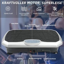 Вібраційна платформа Triclicks для тренувань всього тіла - 5 програм, з пультом дистанційного керування та еластичними стрічками, для схуднення та фітнесу вдома