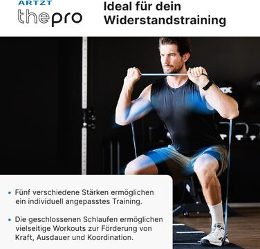 Набір еластичних стрічок для фітнесу ARTZT thepro: 5 рівнів опору, для силових тренувань, розтяжки та реабілітації, Loop Band 208 см