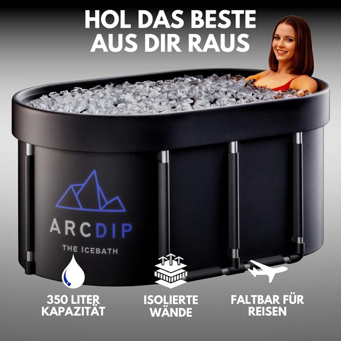 Poolomio® Eisbad Oval Premium Set: Ейсбад овальної форми, 120 x 60 x 60 см, 340 л | Преміум комплект для дому та відпочинку на природі | З алюмінієвим каркасом, ізольованим кришкою та аксесуарами | Ейсванна для холодової терапії та відновлення