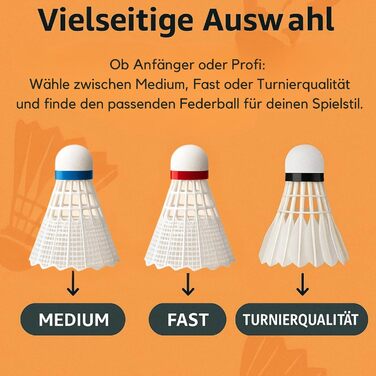 Набір для бадмінтону BEST SPORTING: Турнірні м'ячі 6 шт. (Нейлон, швидкі)