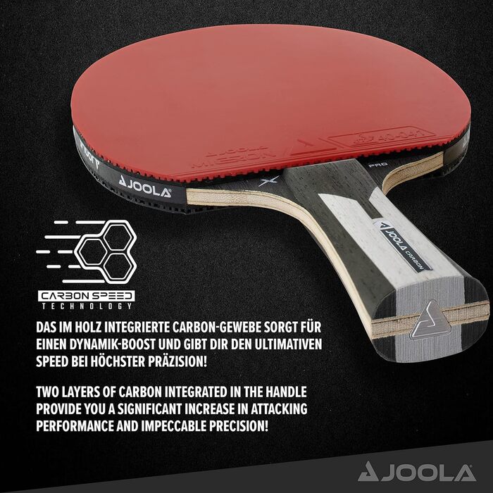 Набір для настільного тенісу JOOLA: ракетка Carbon X Pro 2 мм, чорна/сіра, та 12 м'ячів Outdoor 40+ мм, білі, для тренувань