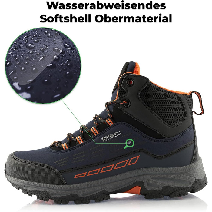 Черевики для ходьби жіночі та чоловічі, зимові, водонепроникні (36 EU, темно-синій, помаранчевий)