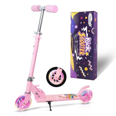 Дитячий ролер Nattork: легкий, складний, з регулюванням висоти, до 50 кг, рожевий