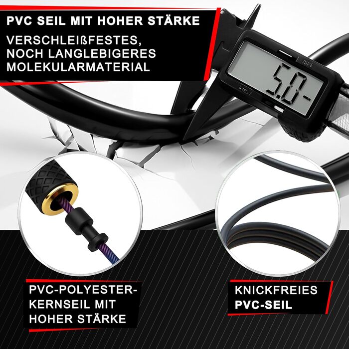 Стрибкове канат PREMIUM з металу – регульований фітнес-канат з силіконовими ручками | Для кардіотренувань, витривалості та домашніх тренувань – HEALTH & FIT