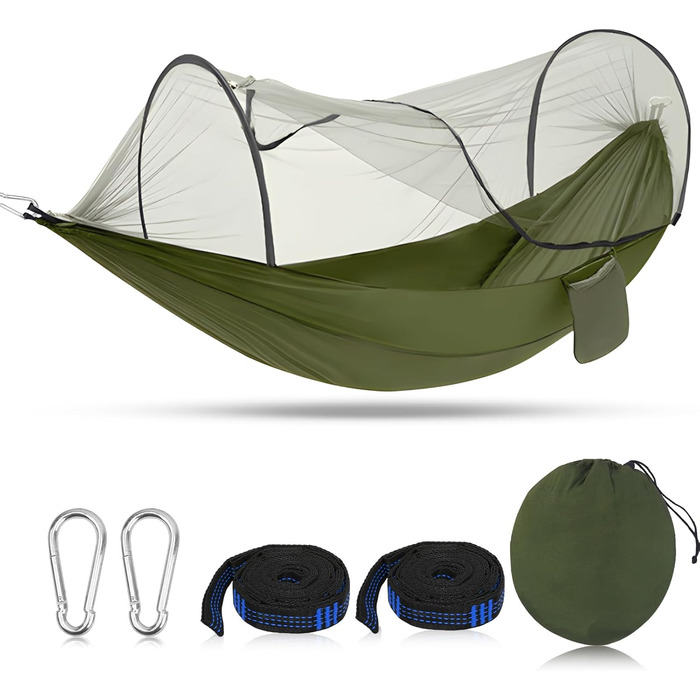 Гамак Ultraleicht Outdoor з москітною сіткою, для кемпінгу та подорожей, 300 кг, дихаючий, швидковисихаючий