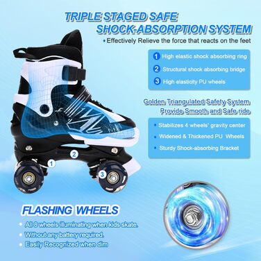 Дитячі ролики DUZSKJ для хлопчиків та дівчаток, регульовані, з підсвіткою, 4 розміри, для початківців
