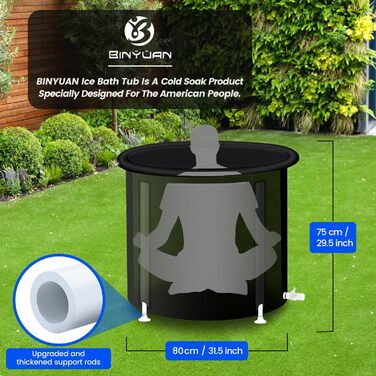 XL Ємність для крижаного душу для спортсменів з кришкою, 99 галонів, для відновлення, багатошарова, портативна, для сауни, басейну, підходить для садів, фітнес-залів та інших процедур холодної води