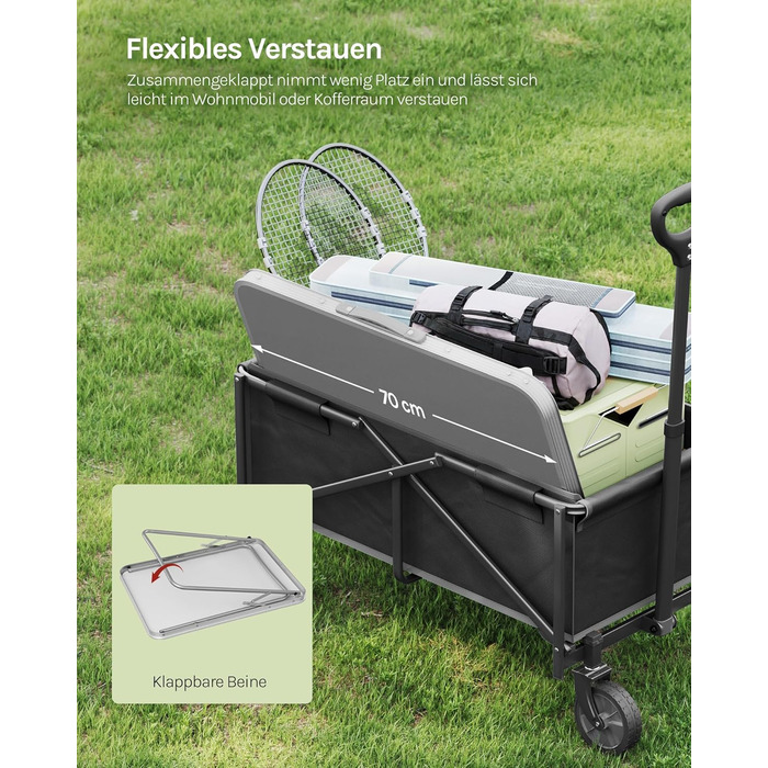 Складаний туристичний стіл Woltu для пікніка, відпочинку на природі та в саду, 70x50x60 см (алюміній + MDF)