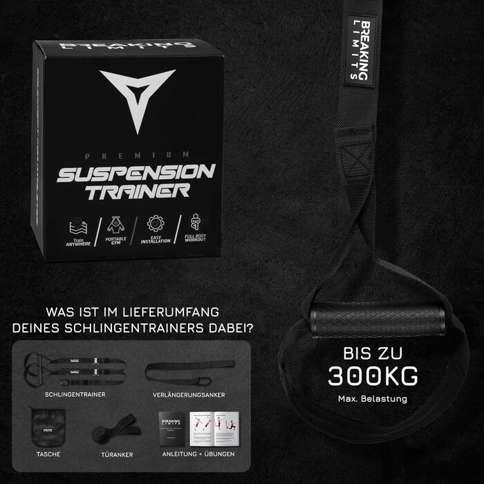 Слінг-тренер Breaking Limits для дому – тренажер для силових вправ – обладнання для силових тренувань – стрічки слінтренера для тренувань всього тіла – фітнес на відкритому повітрі – підвісний тренажер