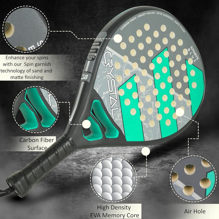 Ракетка для падел SportsBlue Carbon Pro Series з чохлом – професійна ракетка для тенісу та падел