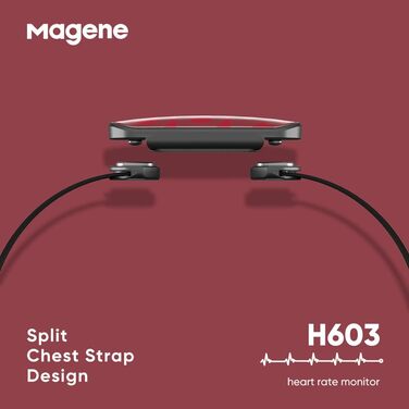 Пульсометр Magene H603 з нагрудним ременем, фітнес-трекер, водонепроникний IP67, Bluetooth 4.2, ANT+, сумісний з Wahoo, Zwift, Strava, Elite, HRV, червоний