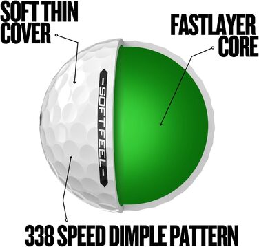 Гольф-м'ячі Srixon SOFT FEEL 14: ультрам'які, довговічні, стабільний політ, контрольований спін, преміум-якість, Tour Yellow/Білий